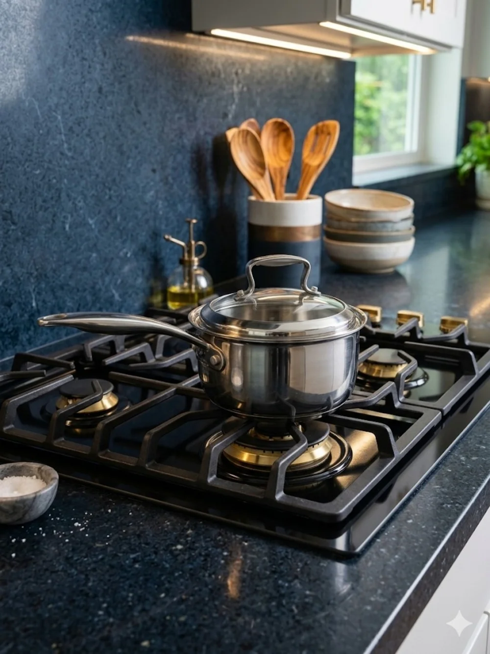 Belgique Stainless Steel Covered Saucepan - Polished Silver Finish - Picture 1 of 3
